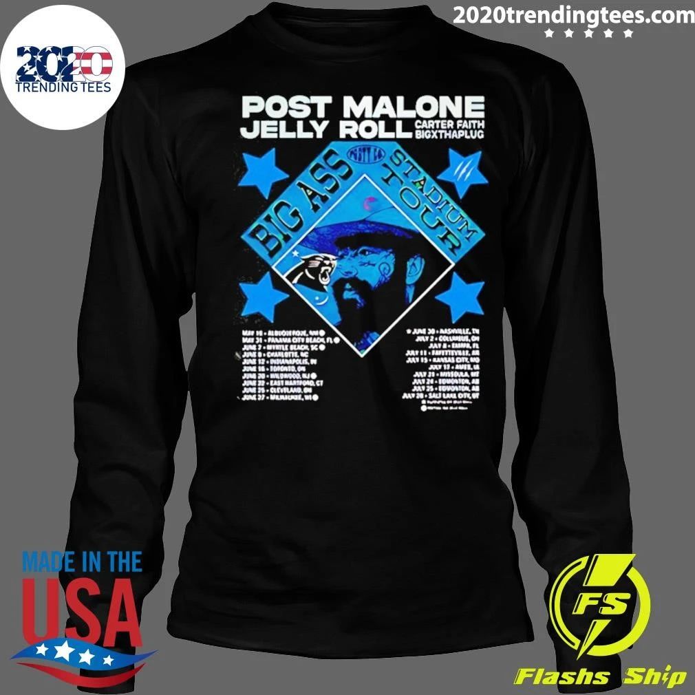 Charlotte Panthers X Post Malone Jelly Roll Big Ass Stadium Tour 2026 Shirt