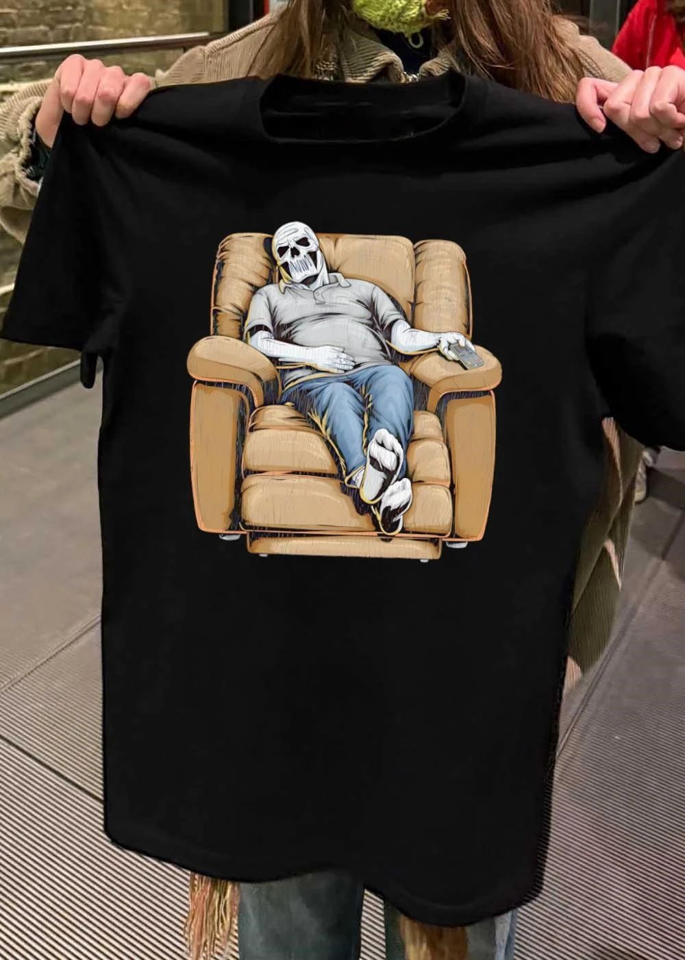 Dying to Relax Skeleton Resting in Recliner T-Shirt