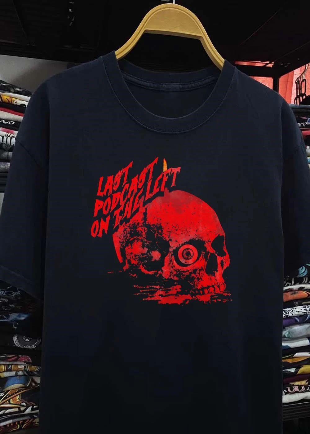 Wickid Drawings Last Podcast on the Left Skull Red Graphic T-Shirt