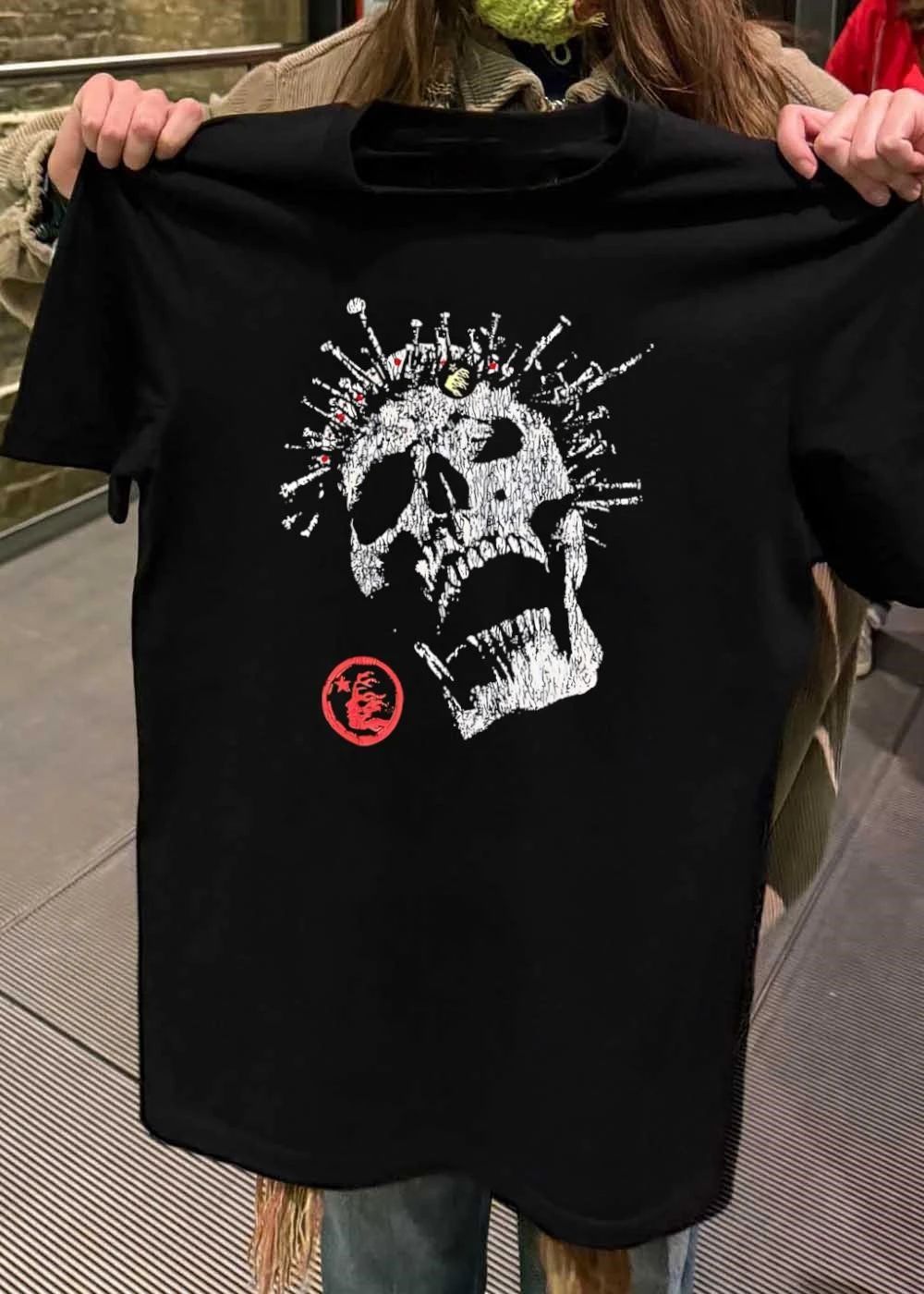 Distressed Screaming Skull Punk Spikes Flaming Face Logo Unleashed Fury 2026 Collection Shirt