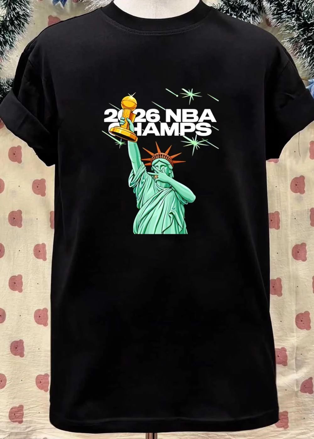 Statue of Liberty Celebrating 2026 NBA Champs T-Shirt