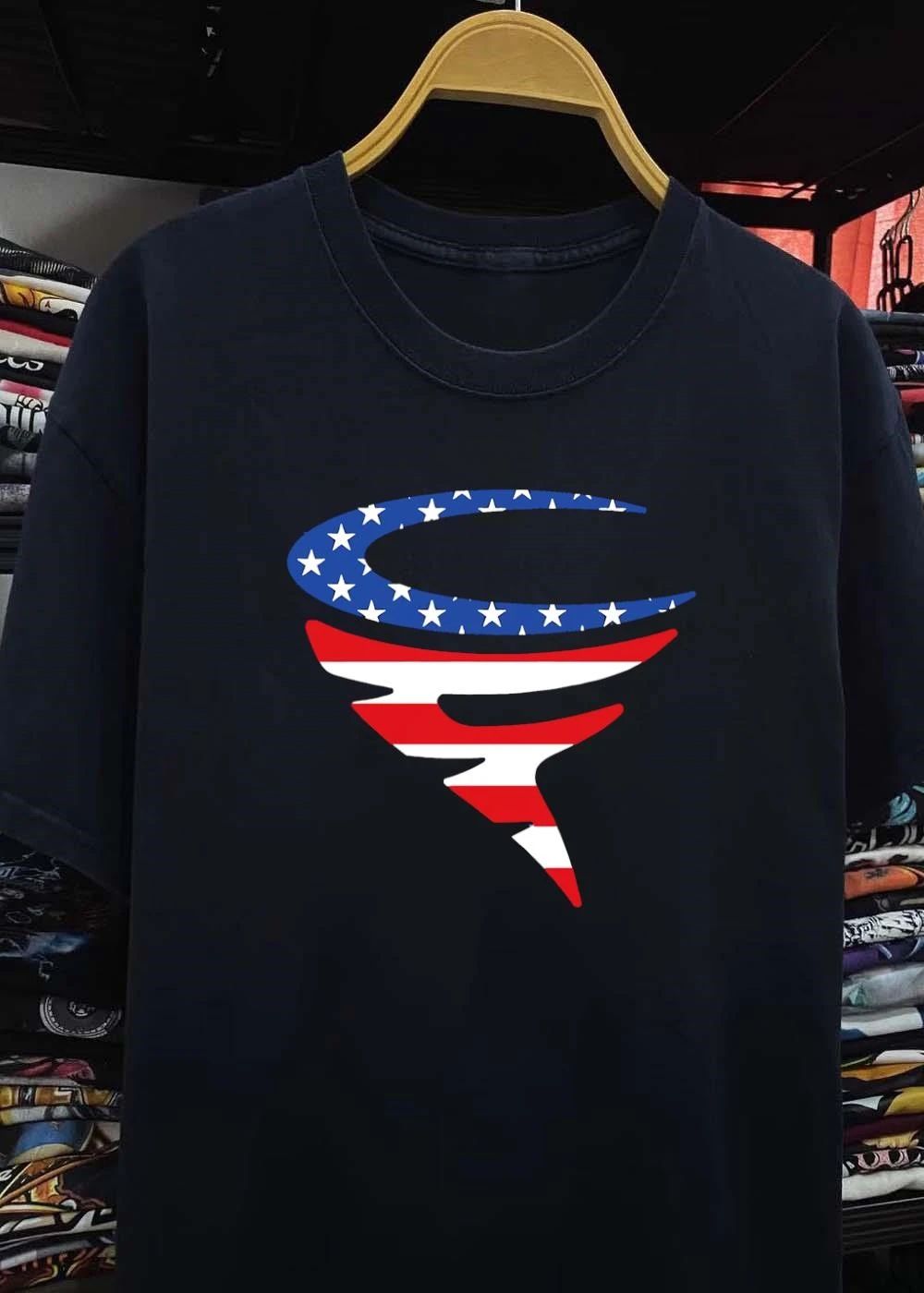 Abstract American Flag Stars Stripes Logo Shirt