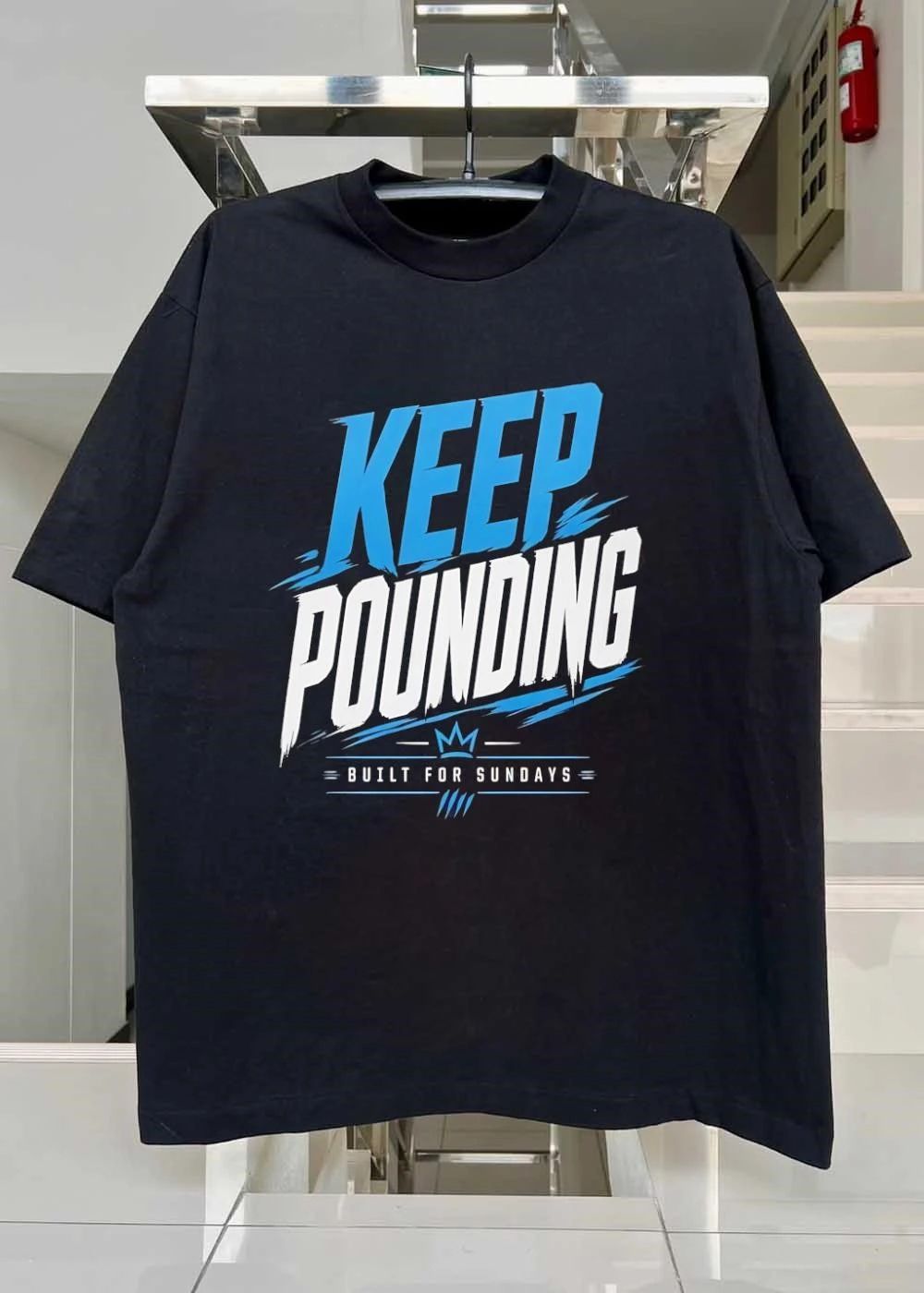 Keep Pounding Built for Sundays Carolina Panthers T-Shirt
