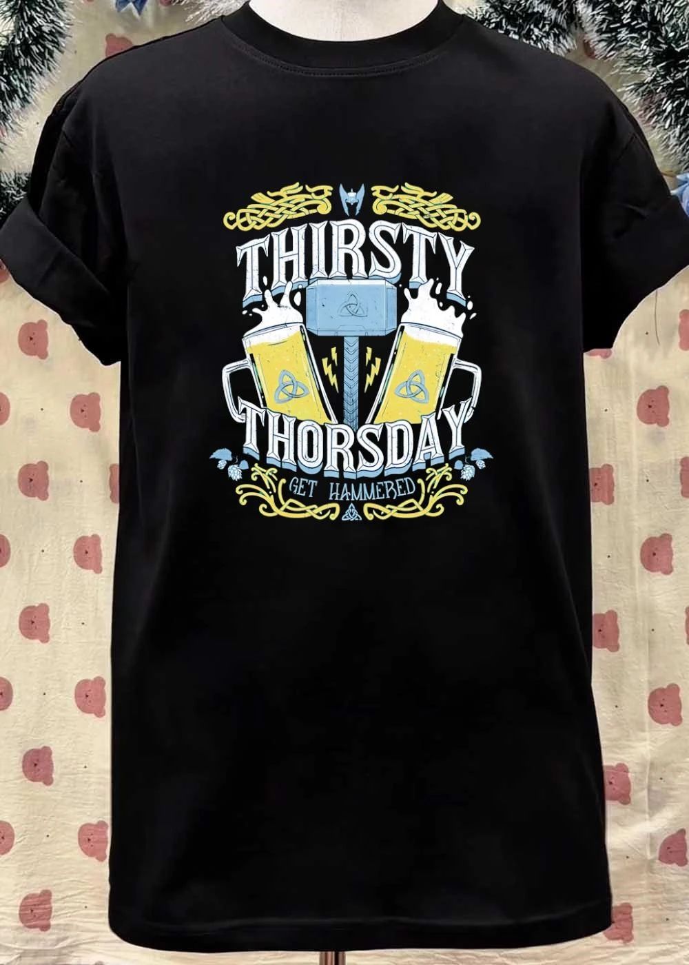 Get Hammered Thirsty Thorsday Thor Mjolnir Beer T-Shirt