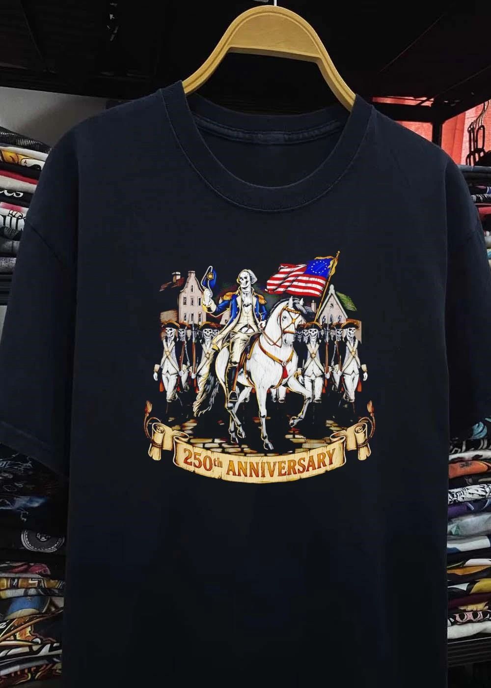 250th Anniversary George Washington Skull Army Historical T-Shirt