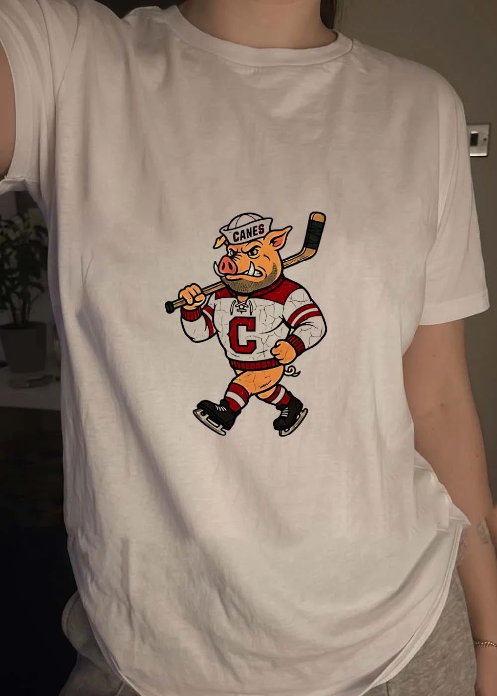 Skate Piggy’ Hockey Cane Sailor Pig T-Shirt
