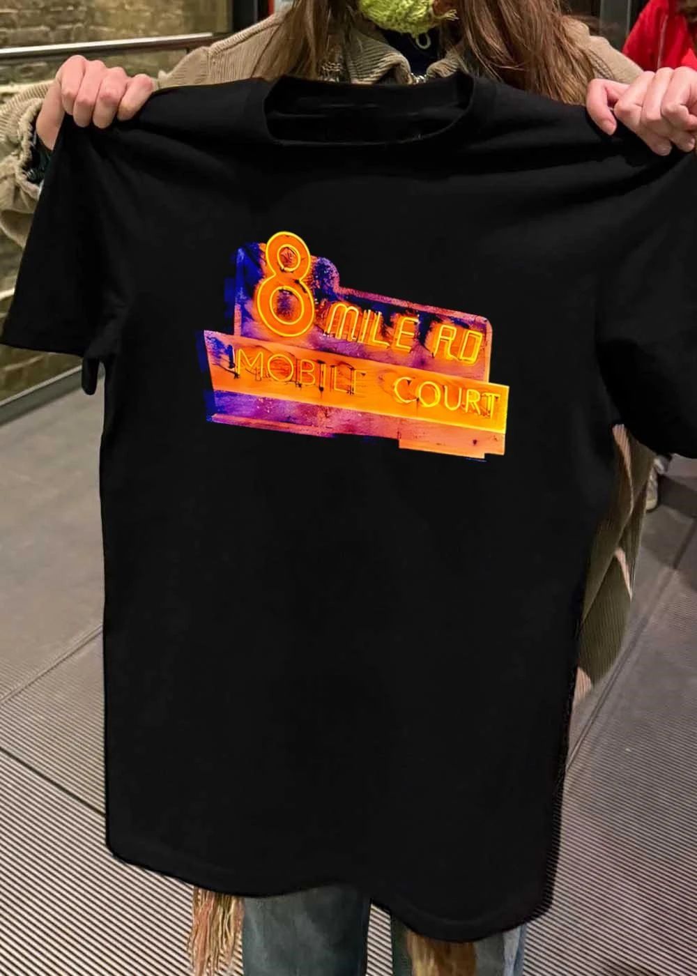 Detroit 8 Mile Road Mobile Court Neon Sign Eminem Movie Culture Hip Hop 2026 Throwback Shirt