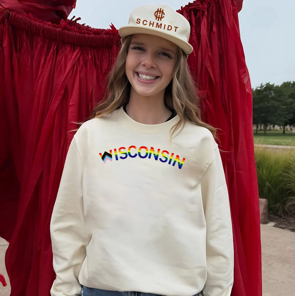 Wisconsin Text Progress Pride Flag shirt