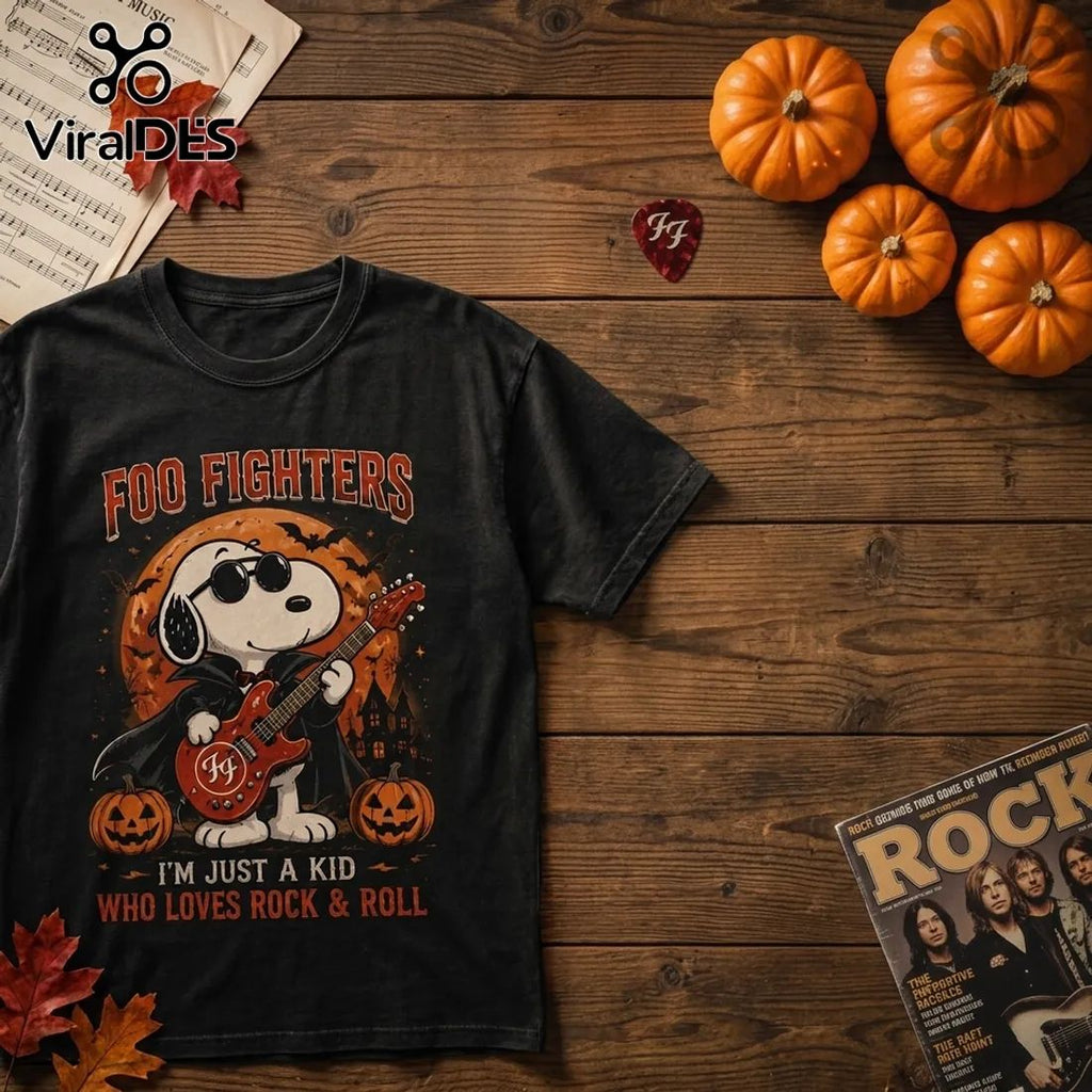 Foo Fighters x Snoopy Halloween Black T-Shirt