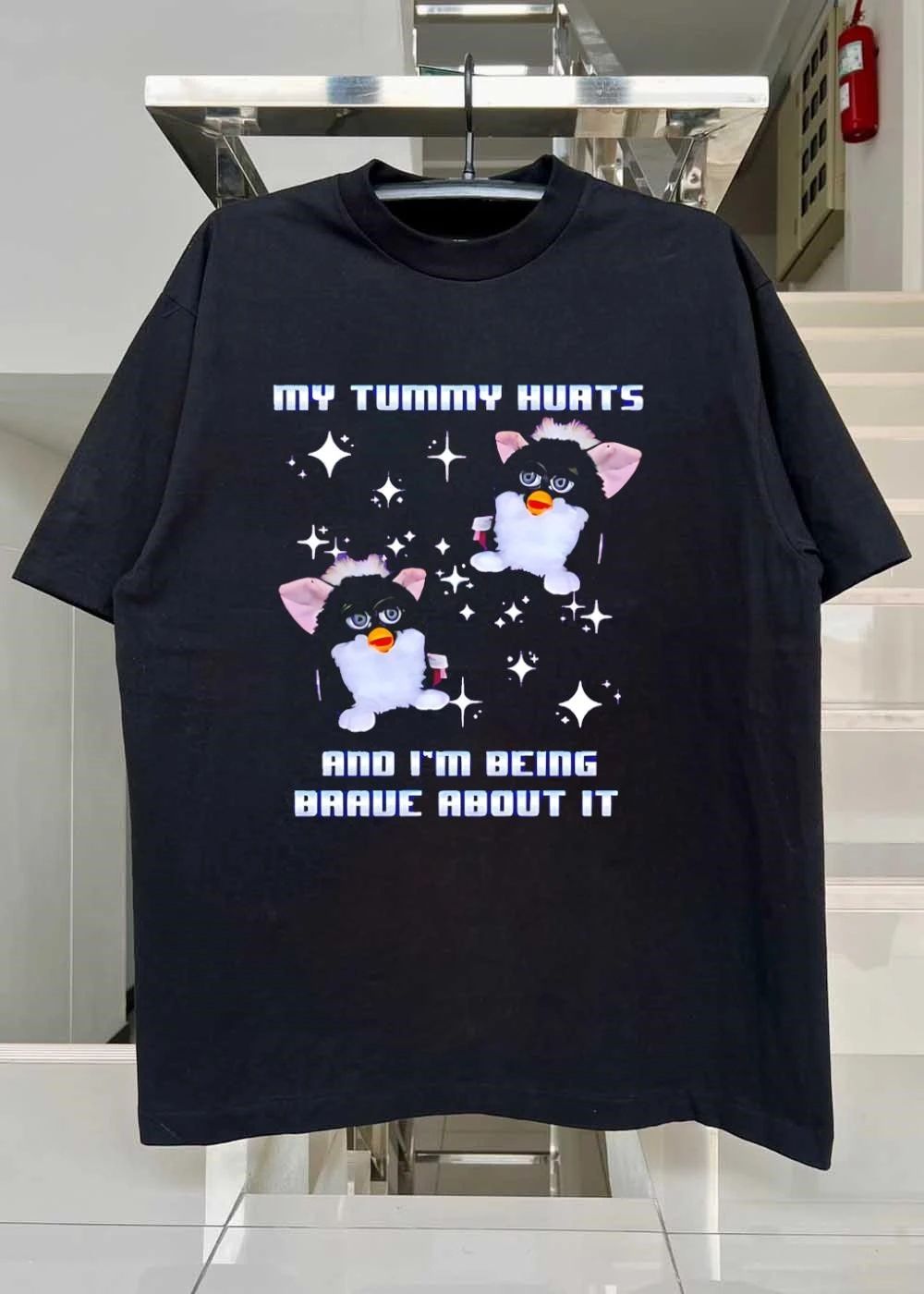 Funny Furby Meme My Tummy Hurts and I’m Being Brave About It T-Shirt