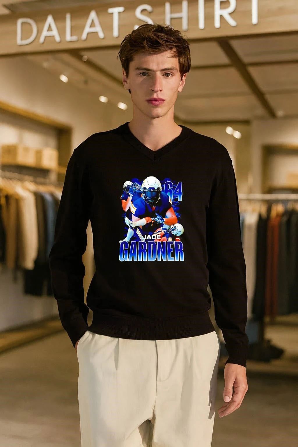 Jace Gardner 64 Football Player Lightning T-Shirt