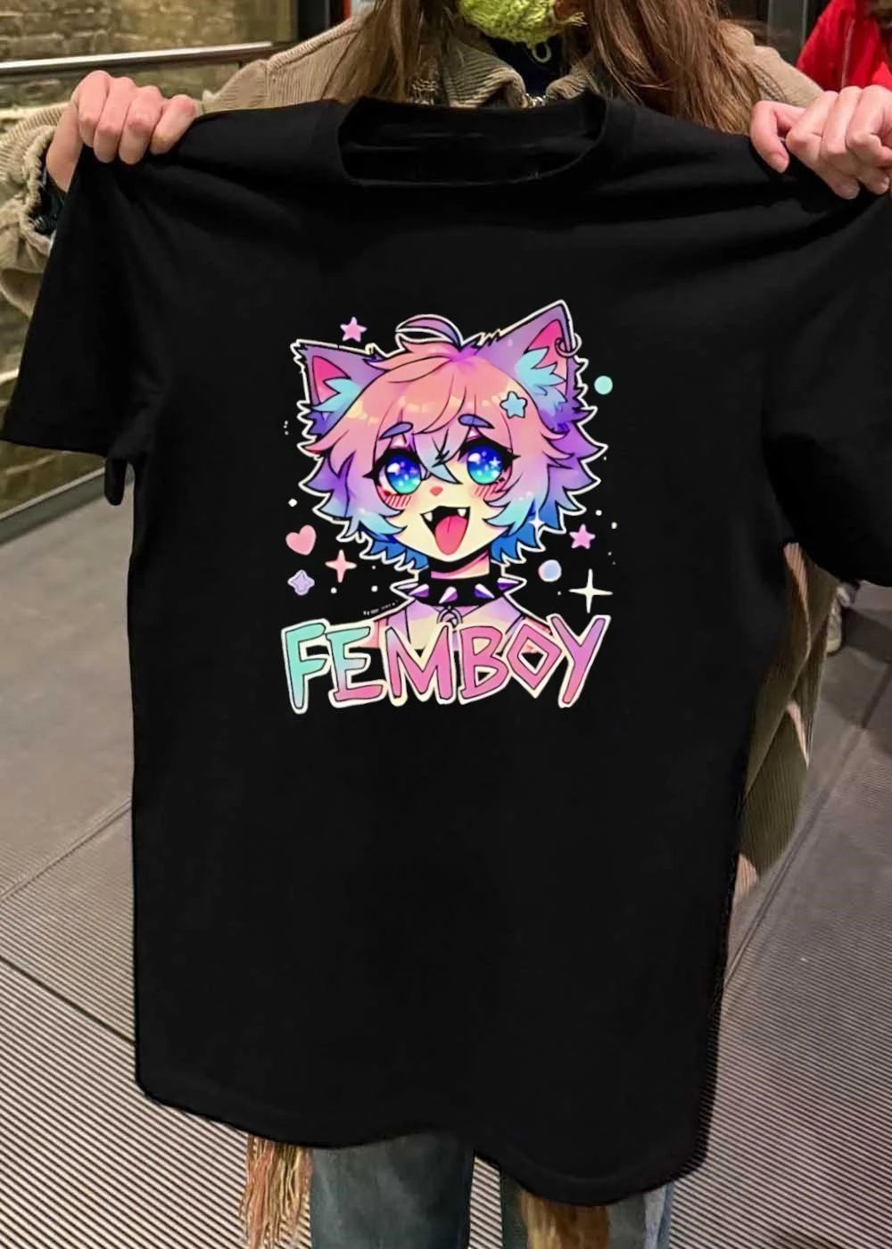 Femboy Catboy Nekomimi Anime Manga Kawaii cute pastel sparkling spiked collar Femboy shirt