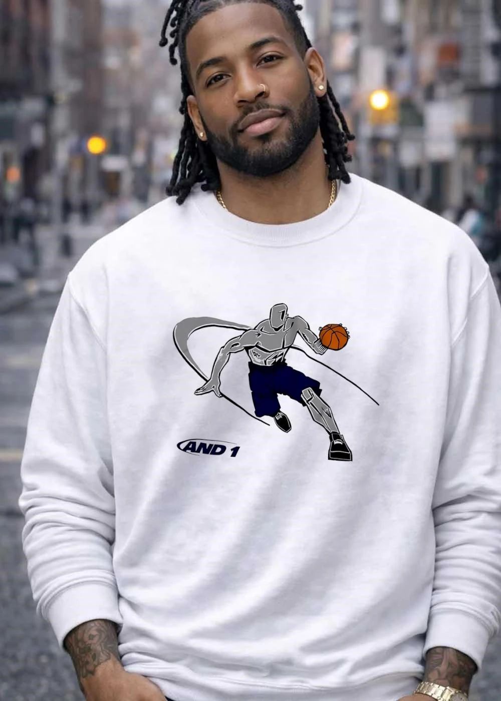 AND 1 Basketball Player Dribbling Gray Short Sleeve shirt
