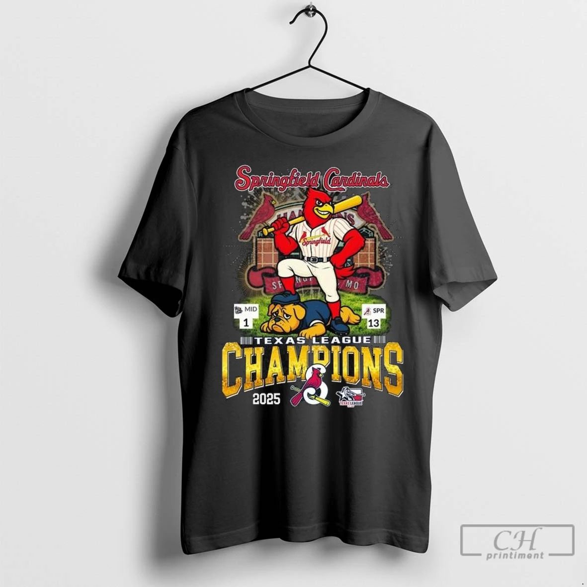 Premium Springfield Cardinals Mascot Texas League Champions Fireworks 2025 Long Sleve