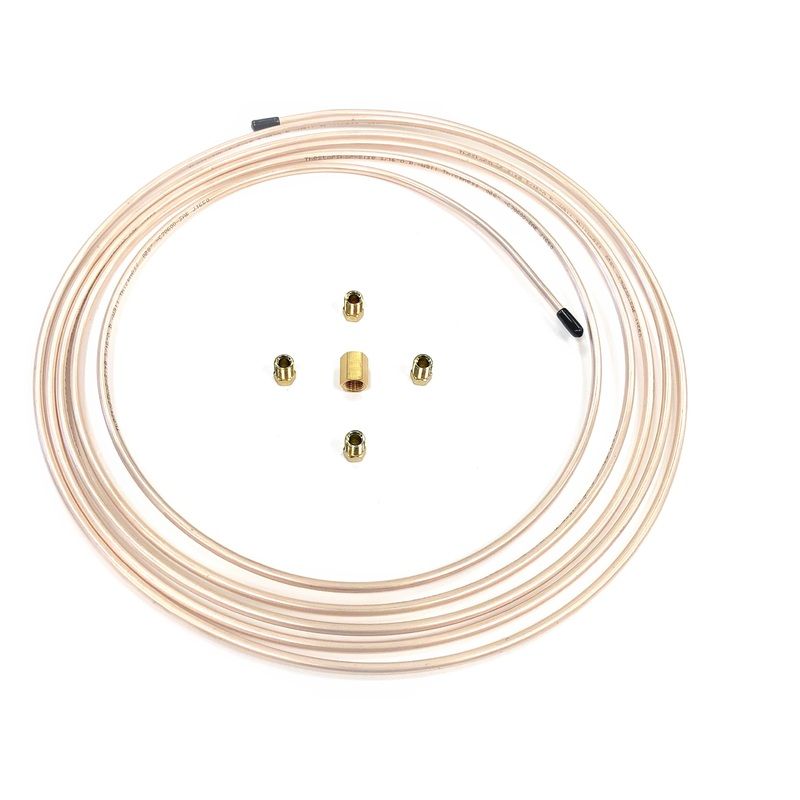 15 Ft Roll of 3/16″ (.028″ Wall) Copper/Cupronickel Brake Line Tubing with fittings & union