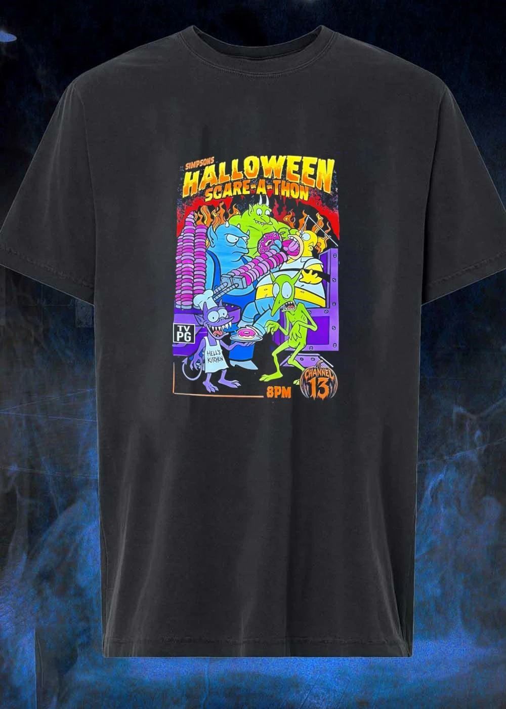 Homer the Simpsons Simpsons HALLOWEEN SCARE-A-THON TV PG 8PM CHANNEL 13 shirt