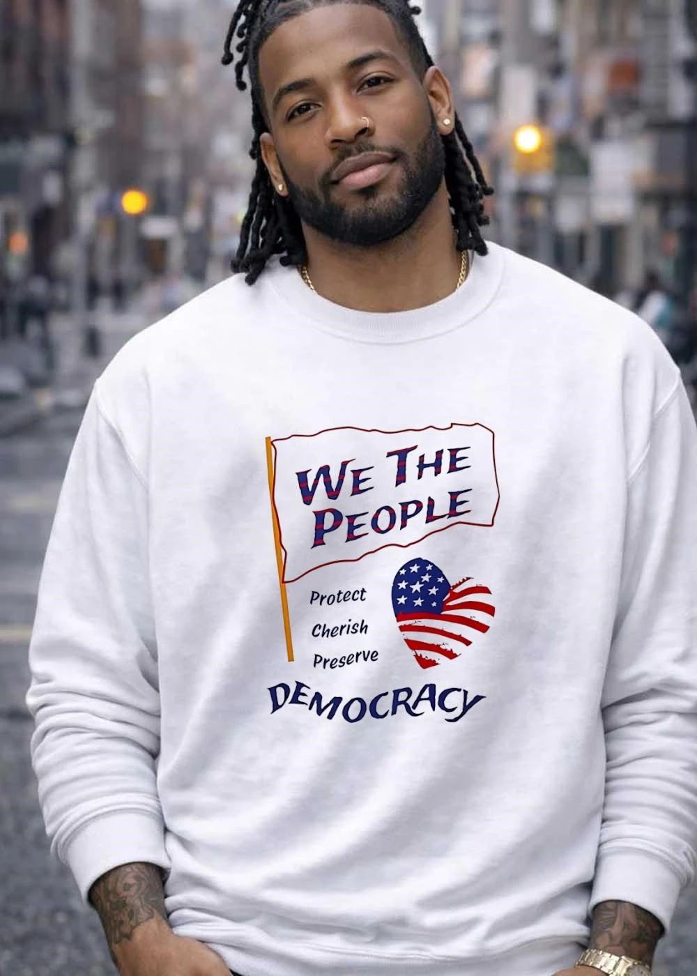 We the People Protect Cherish Preserve Democracy American Heart T-Shirt