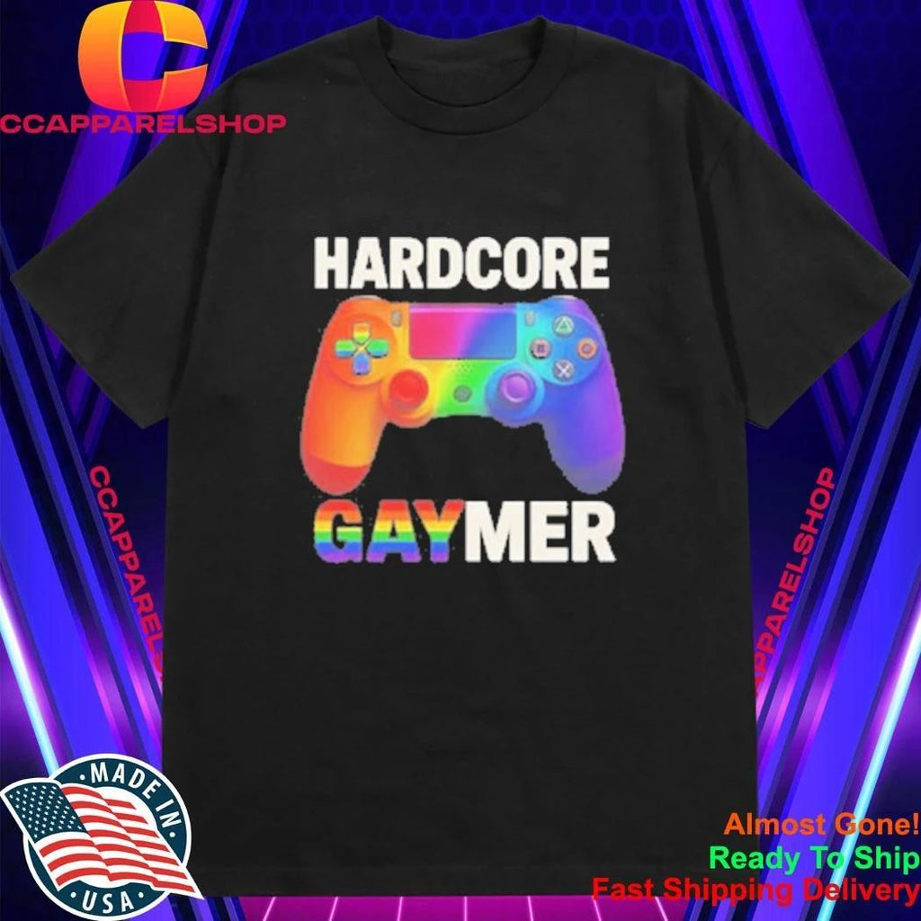 Hardcore Gaymer Rainbow LGBTQ Gamer Shirt