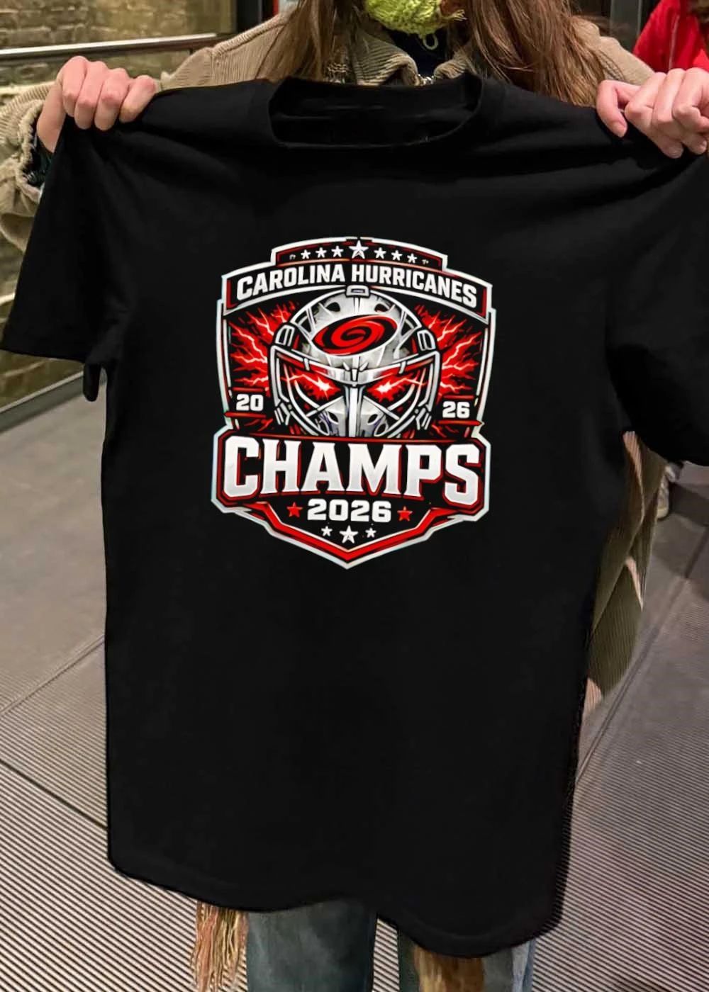 Carolina Hurricanes 2026 Champs Hockey Goalie Helmet T-Shirt