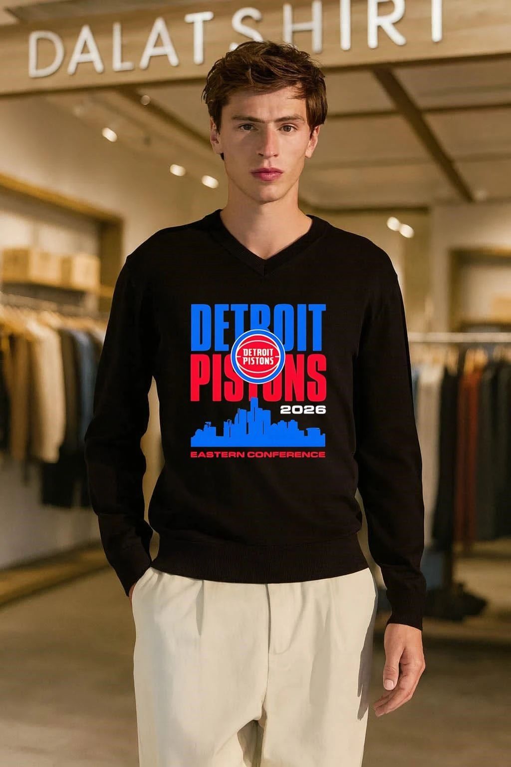 Detroit Pistons basekball NBA Eastern Conference city skyline shirt