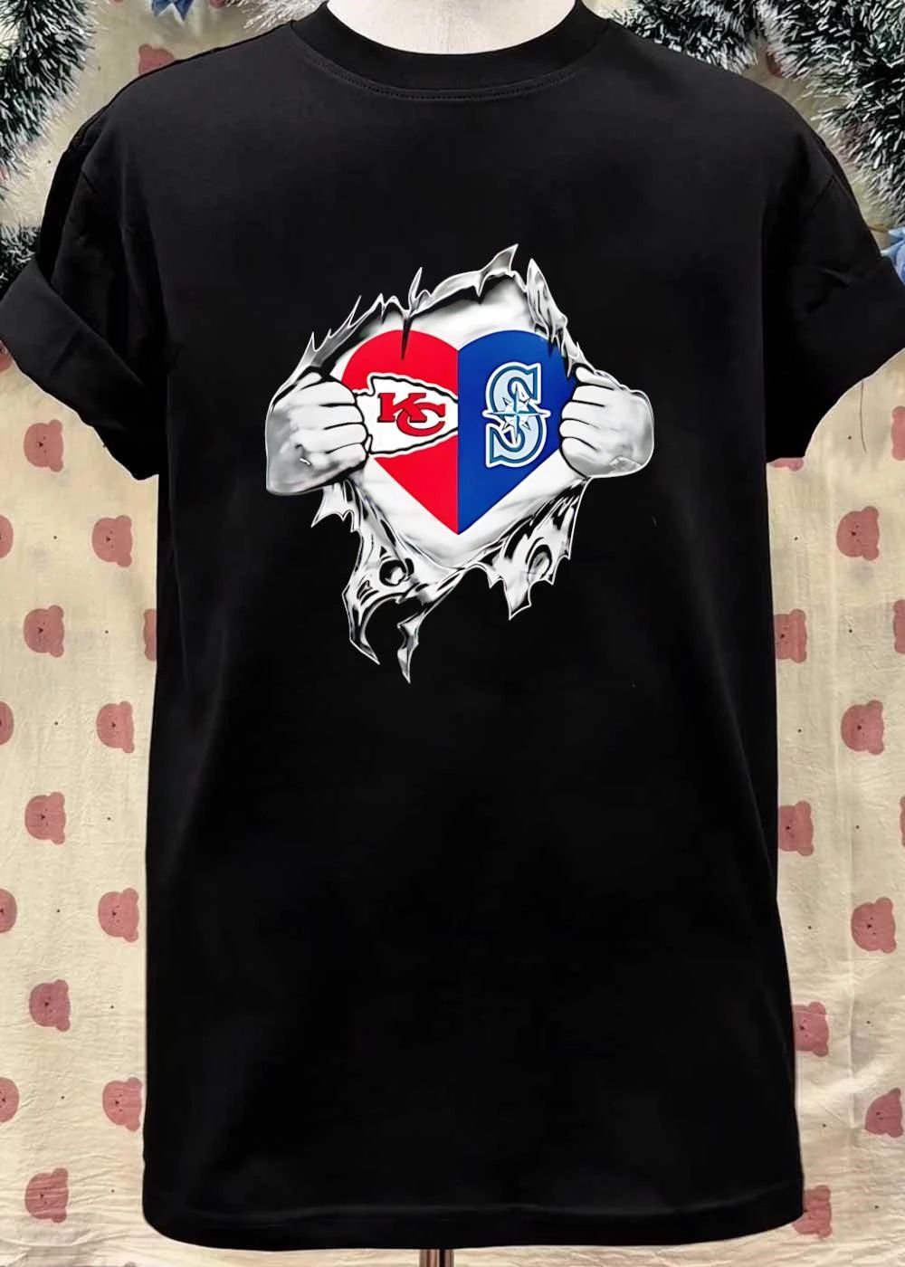 Kc Mariners Heart Ripped Chest T-Shirt