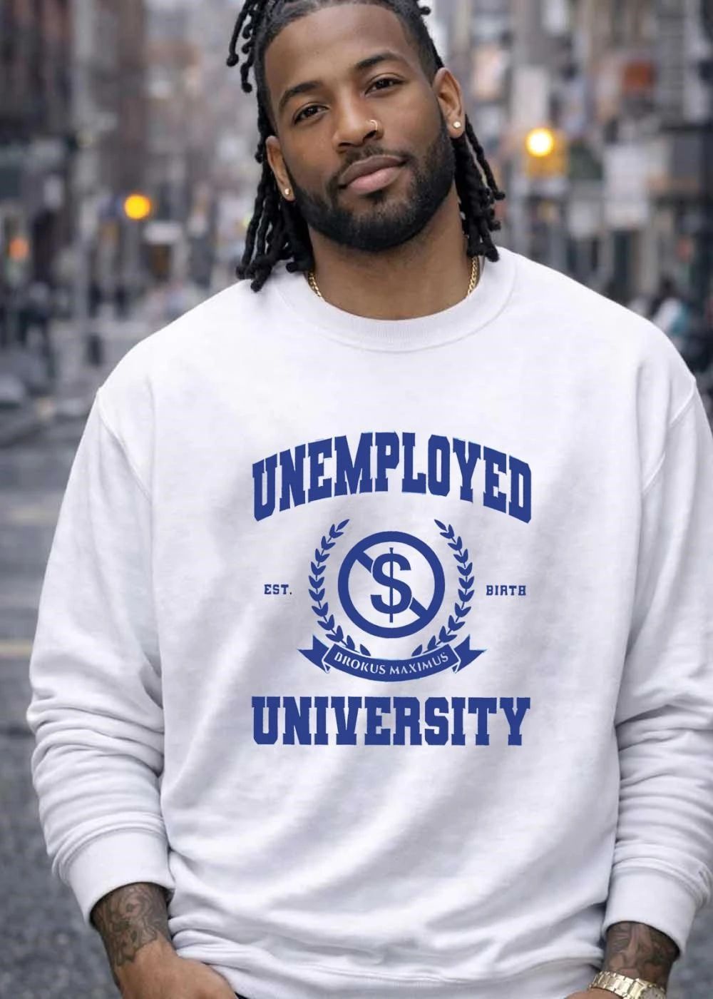 Unemployed University logo shirt