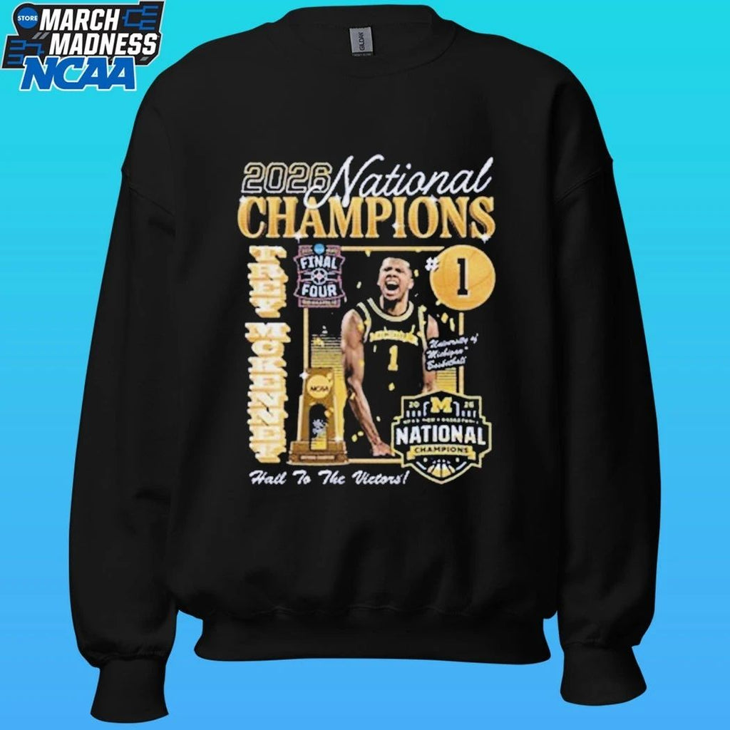 Michigan Wolverines Men’s Basketball Campus Ink 2026 National Champion #1 Trey Mckenney Shirt
