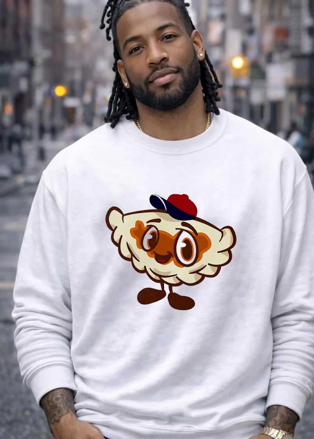 Pierogi Mascot with a Red Hat Cartoon Illustration T-Shirt
