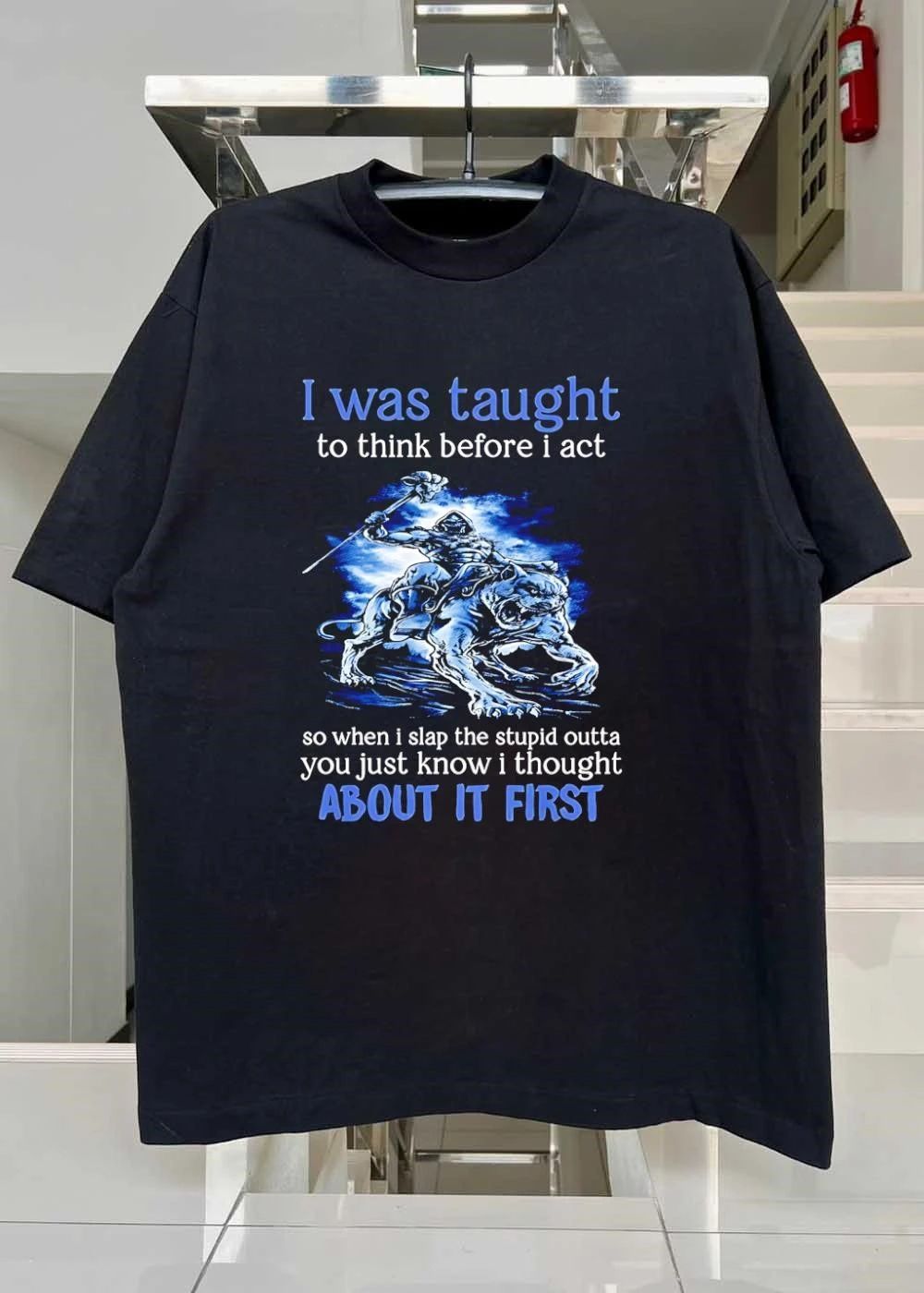 I Was Taught To Think Before I Act Skeletor Riding Panther shirt