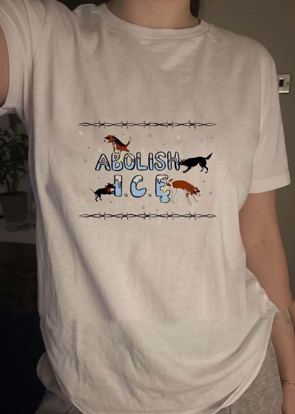 Dogs Urinating on Letters Abolish ICE Protest T-Shirt