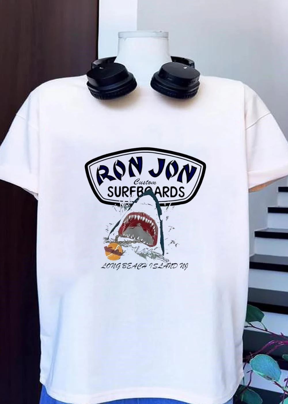 Long Beach Island NJ Ron Jon Custom Surfboards Shark Eating T-Shirt