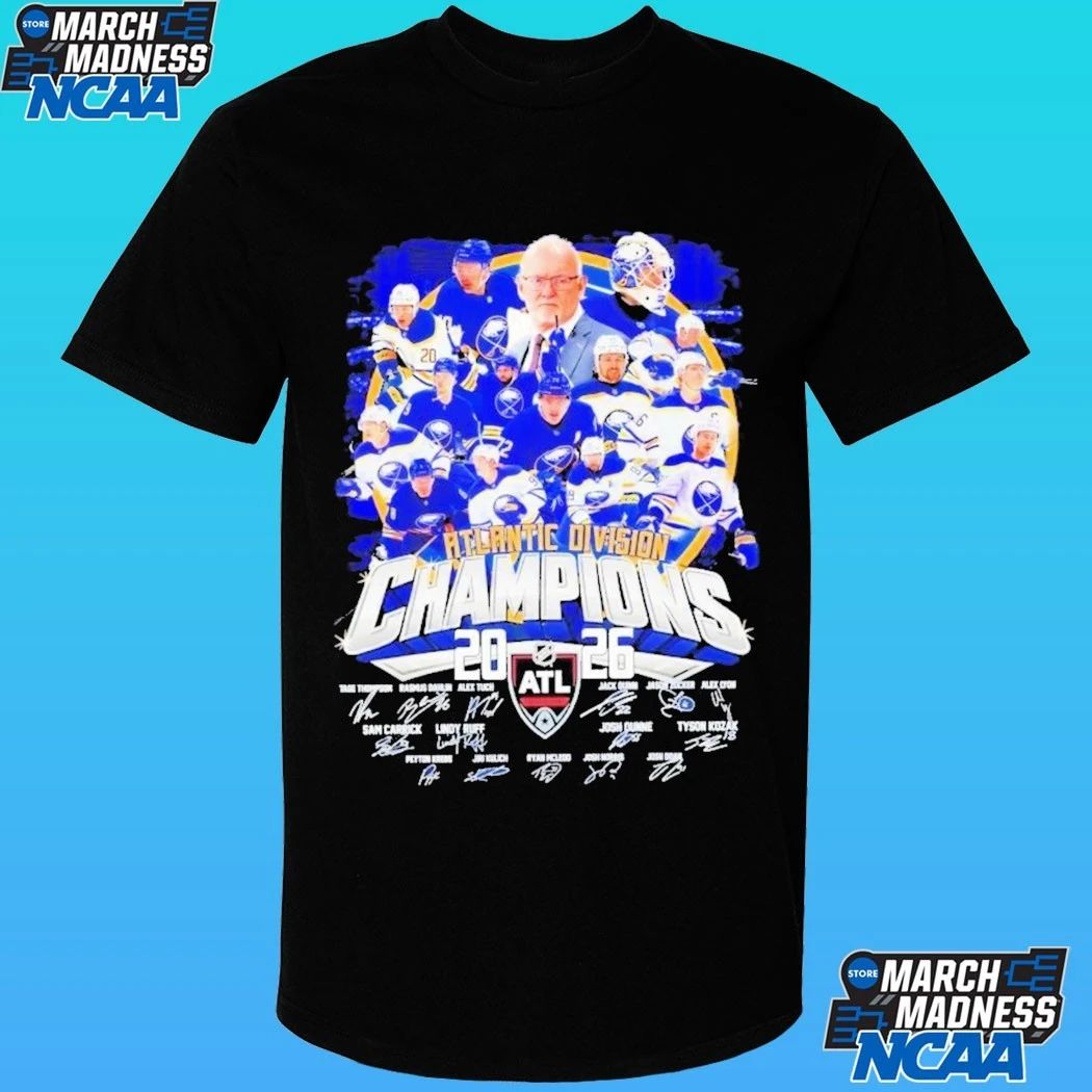 Buffalo Sabres Hockey Coach And Players Teams Atlantic Division Champions 2026 Signatures Shirt