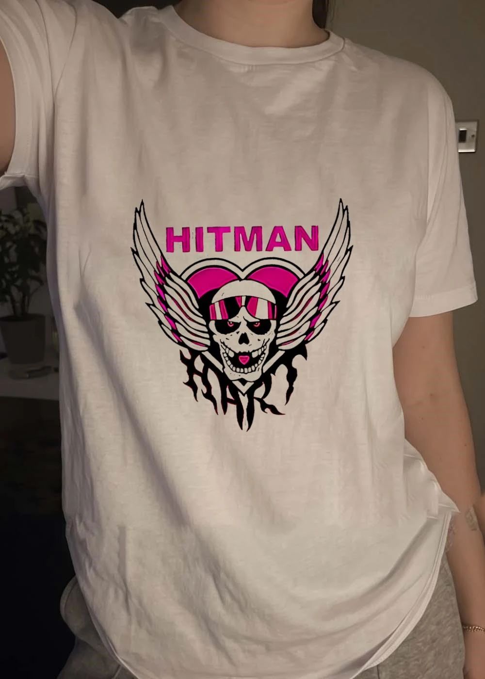 Hitman Hart Pink Winged Heart Skull shirt