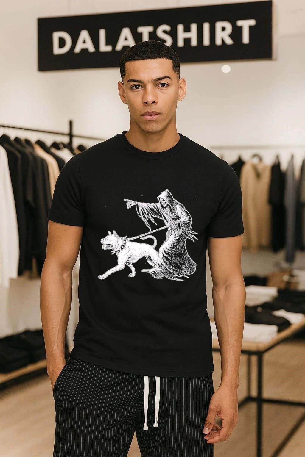Grim Reaper Walking Pitbull Skeleton Dog shirt