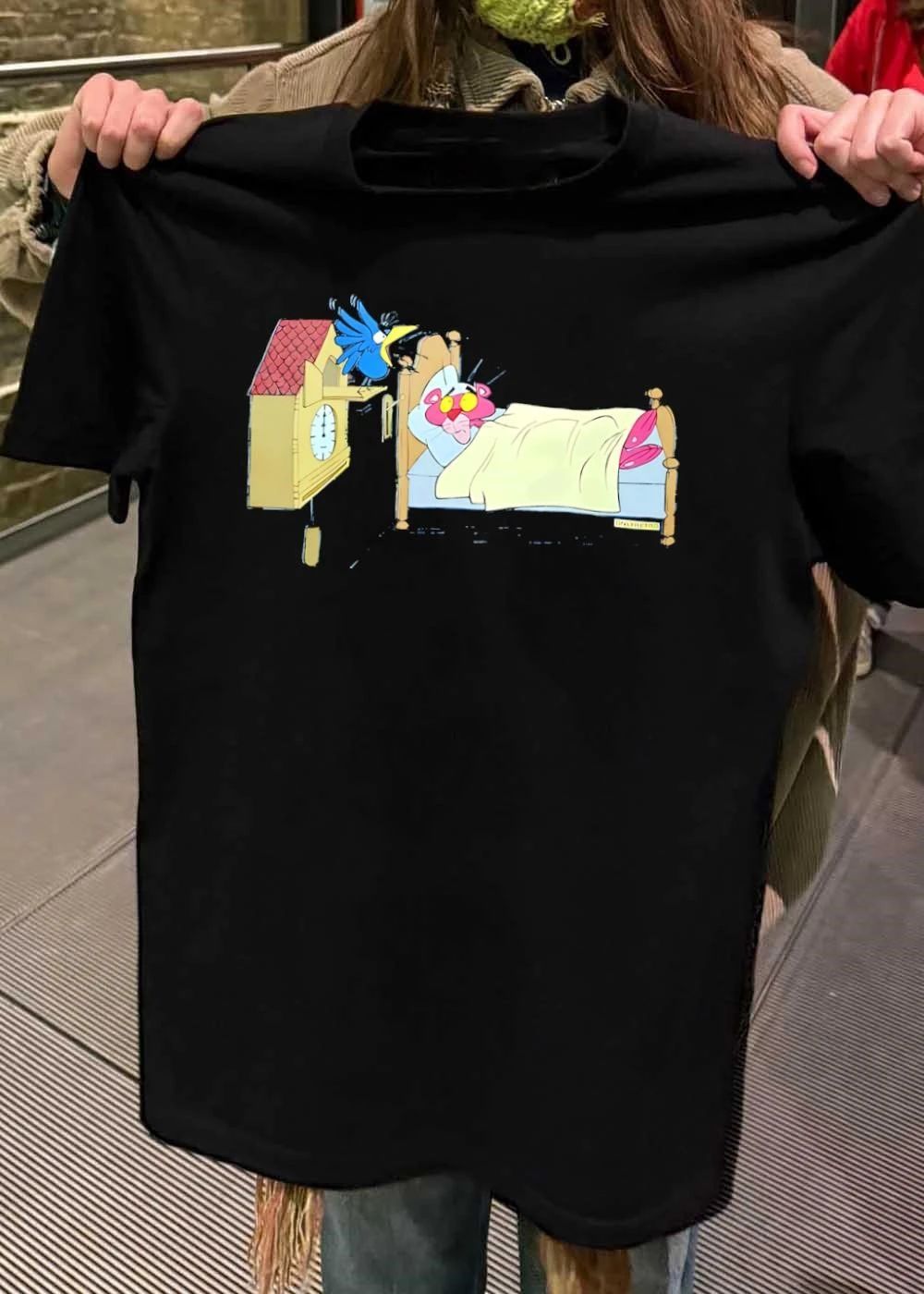 Onlyretro Pink Panther Waking up to a Cuckoo Clock T-Shirt
