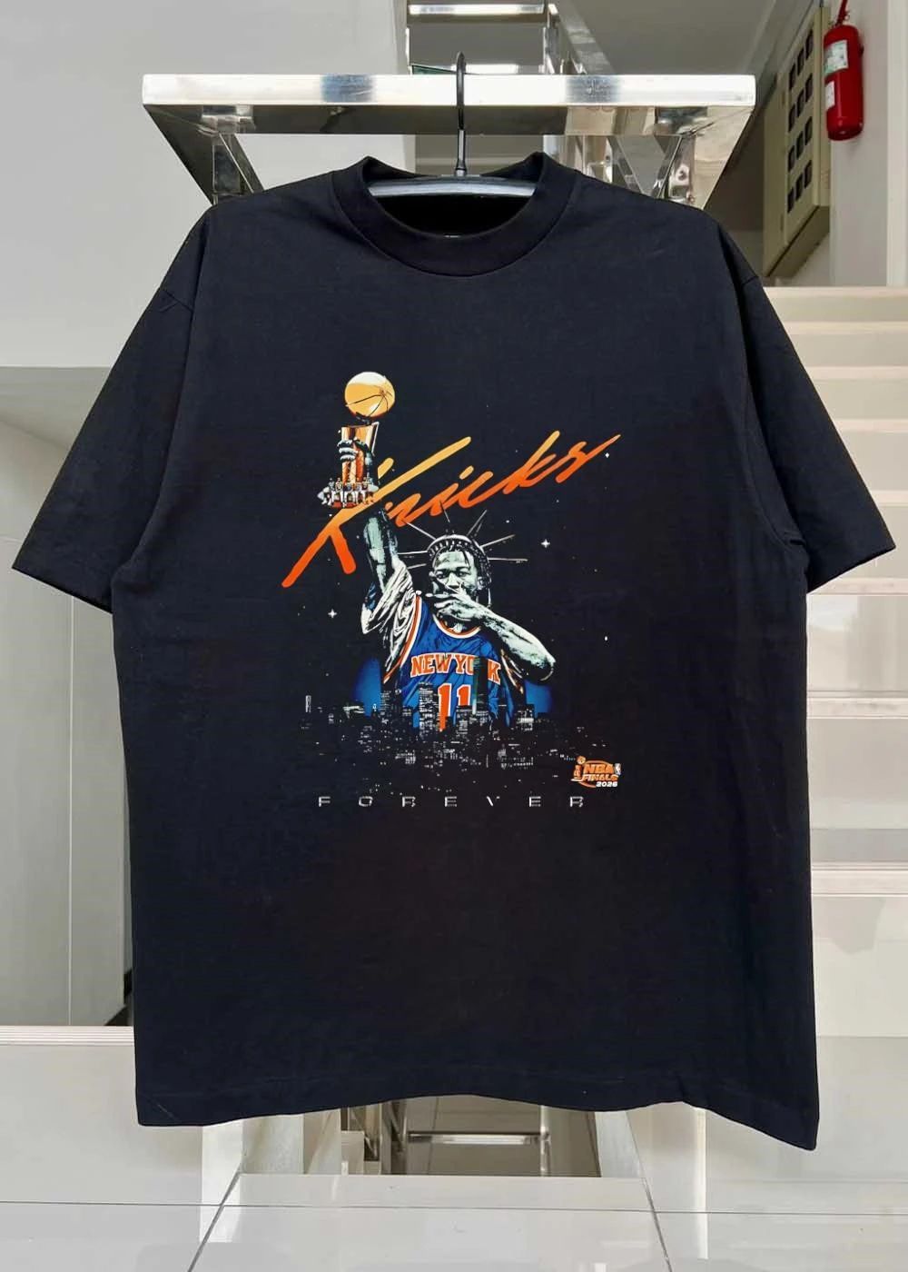 Forever Jalen Brunson Statue of Liberty Lifting Trophy Knicks NBA Finals 2026 Shirt