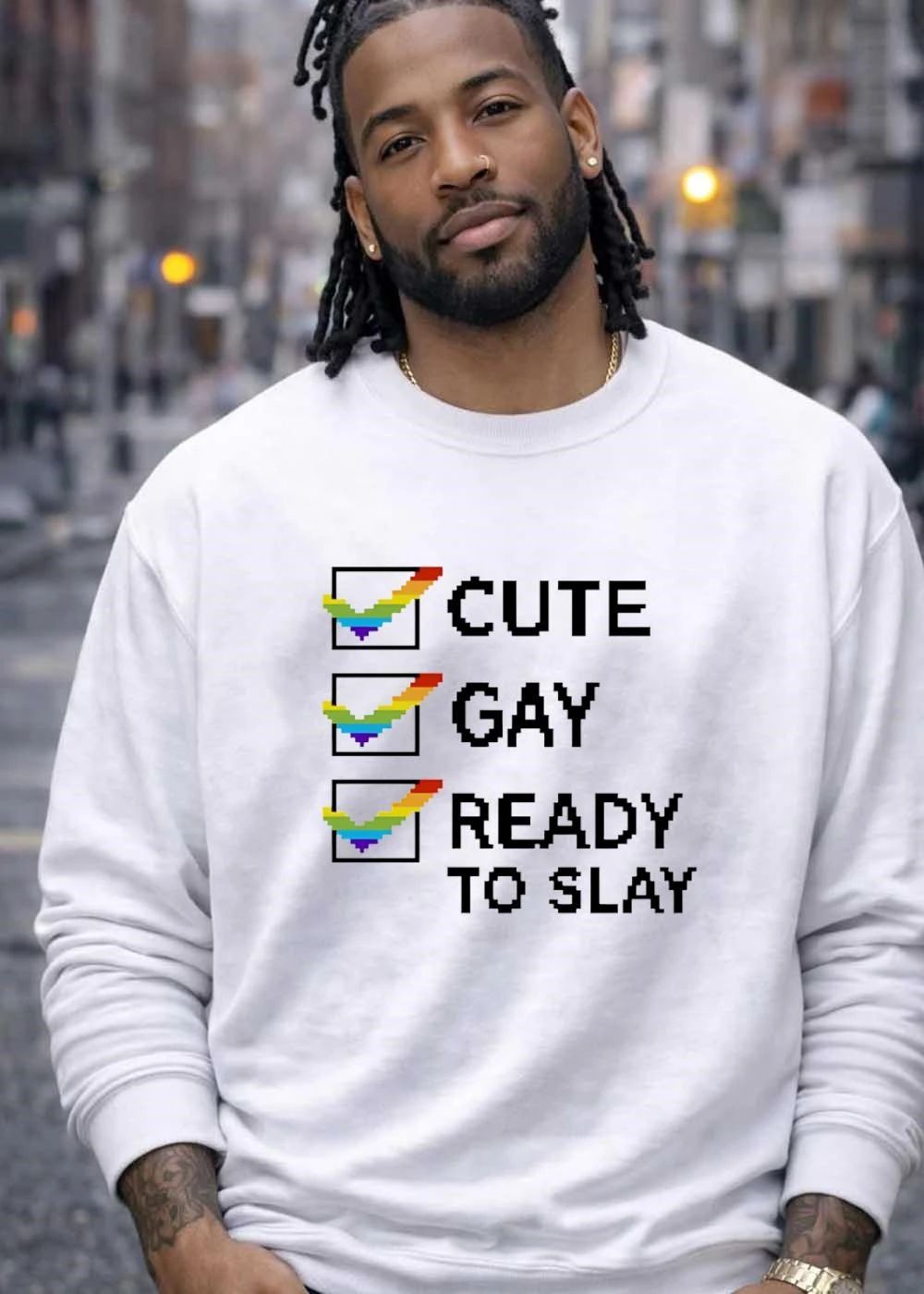 Cute Gay Ready to Slay Checkbox Pixel Art T-Shirt