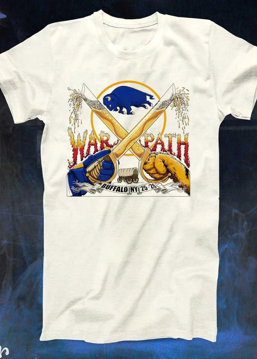 Buffalo NY 25-26 War Path Crossed Beer Sabers Sabres T-Shirt