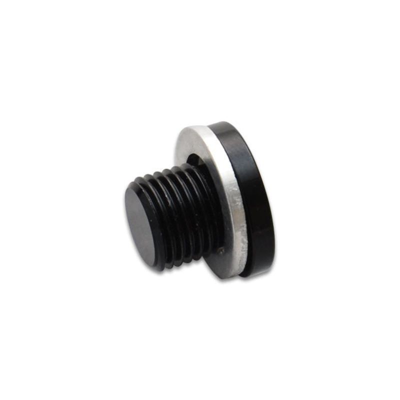 Vibrant Performance 16662 Internal Allen Head Pipe Plug, 12 mm x 1.5 in Male, Crush Washer, Aluminum, Black Anodized, Each