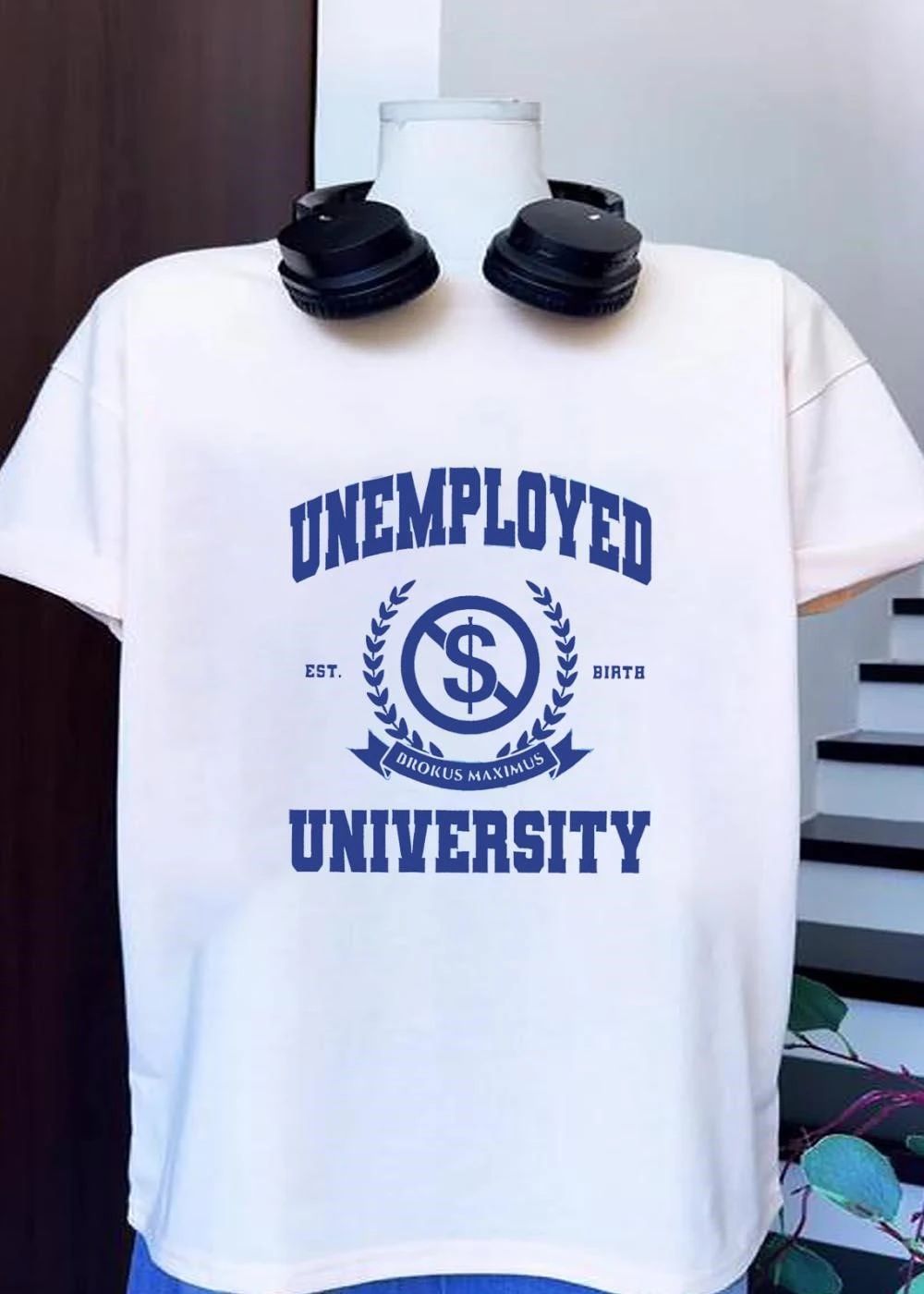 Unemployed University logo shirt