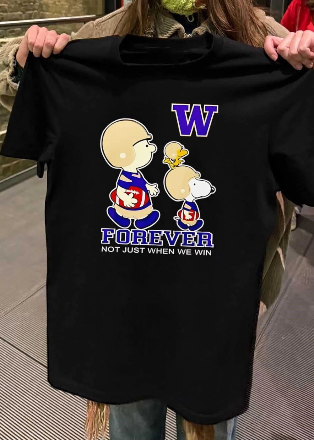 Peanuts Characters Football Players Forever Not Just When We Win Washington Huskies T-Shirt