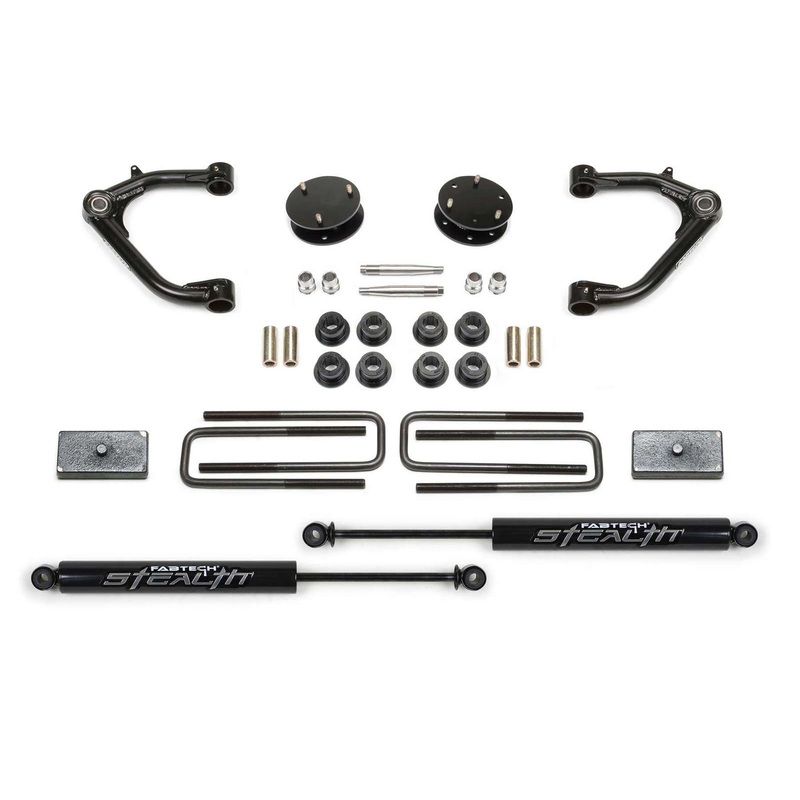 Fabtech 3″ Uniball UCA Lift Kit w/Rear Stealth Shocks for 2019-2024 GMC Sierra 1500 4WD w/3″ lift