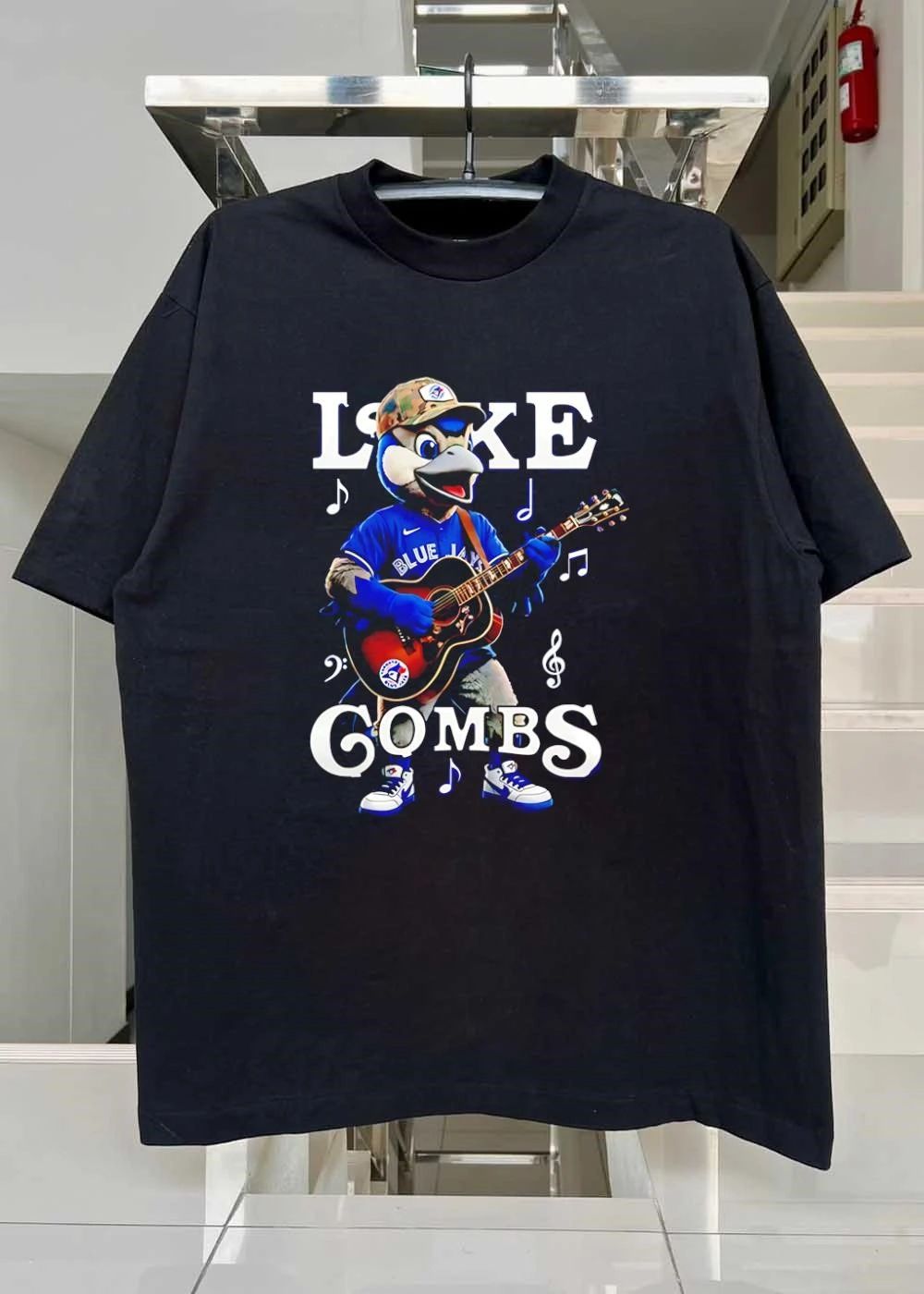 Ace The Mascot Playing Acoustic Guitar Luke Combs Blue Jays T-Shirt