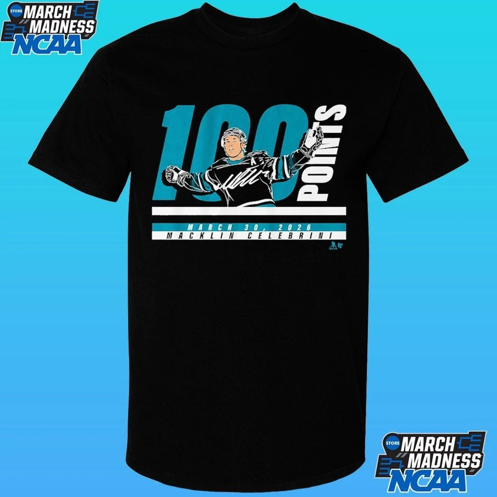 Macklin Celebrini 100 Points March 30 2026 Shirt