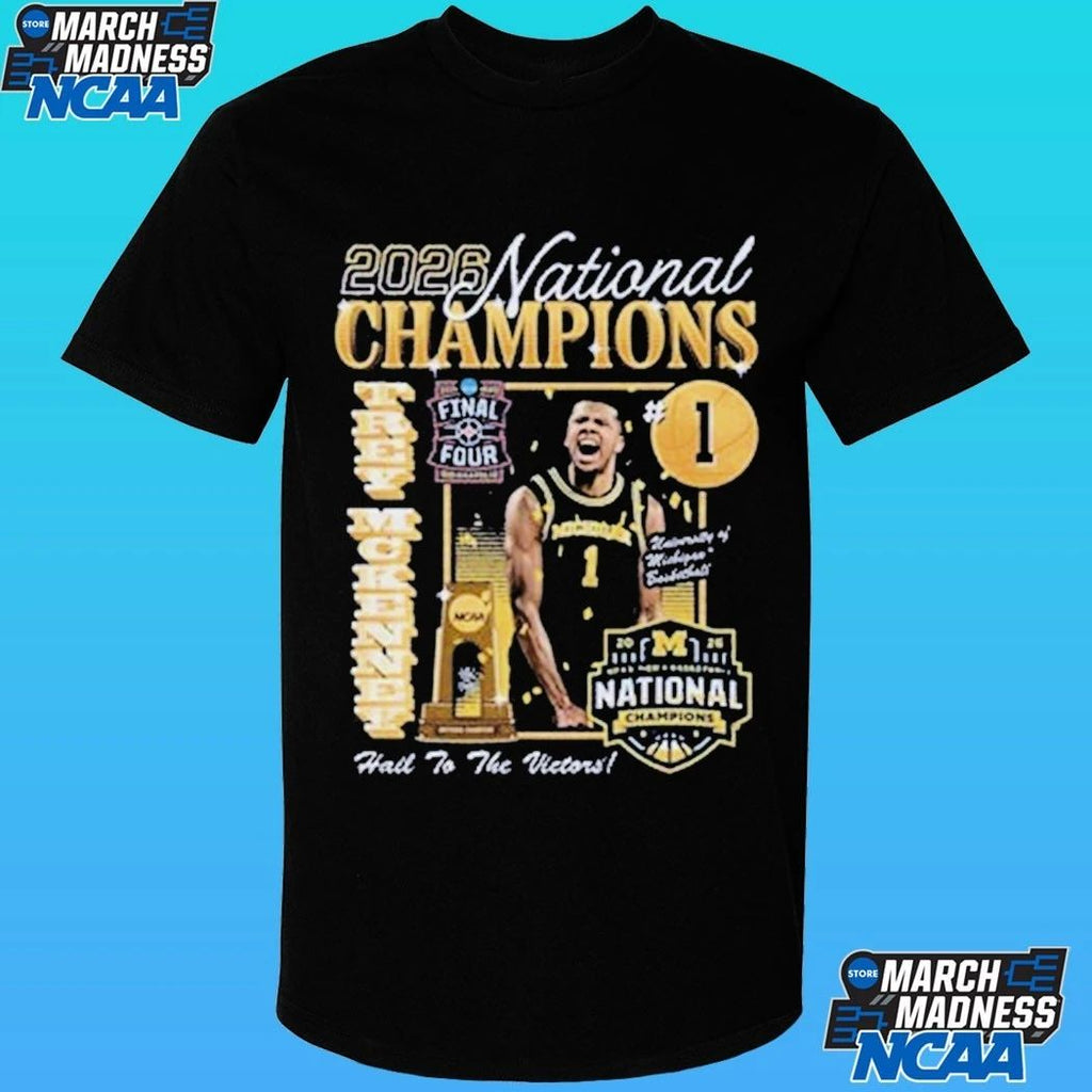Michigan Wolverines Men’s Basketball Campus Ink 2026 National Champion #1 Trey Mckenney Shirt