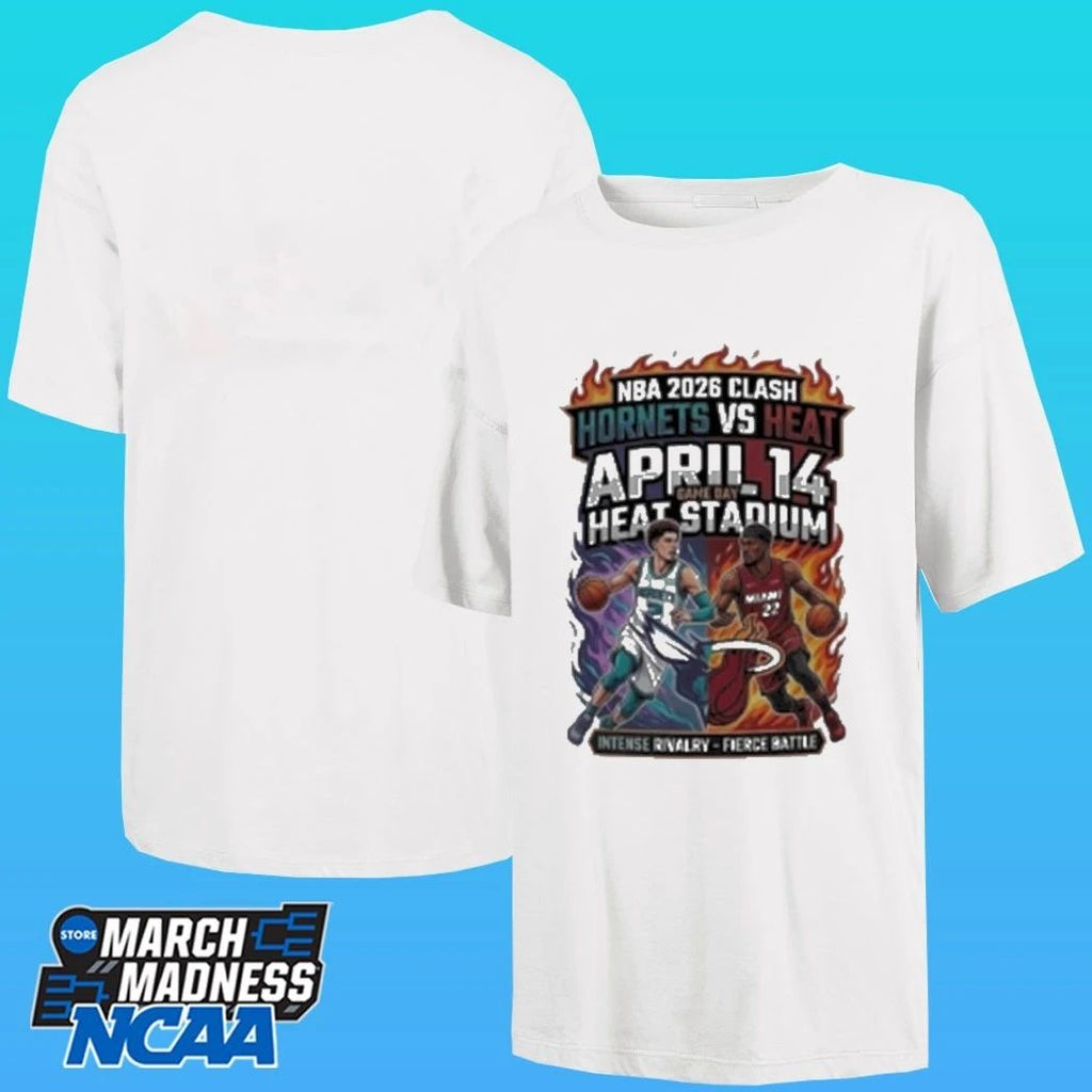 Hornets Vs Heat NBA Clash Heat Stadium Intense Rivalry Force Battle T-shirt