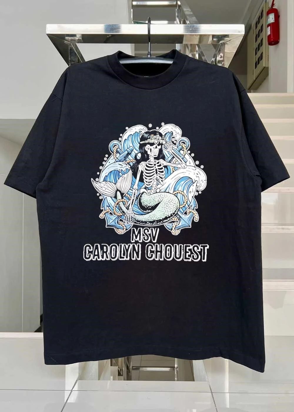 Skeleton Mermaid Wearing Night Vision Goggles MSV Carolyn Chouest T-Shirt