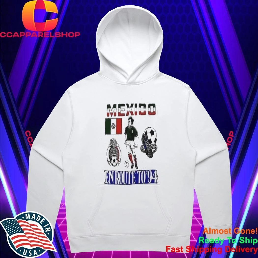 Mexico En Route To 94 Vintage Soccer Football Crest Flag Shirt