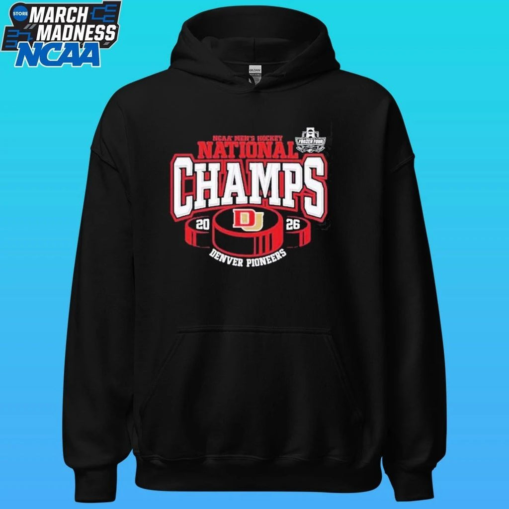 Denver Pioneers 2026 NCAA Frozen Four Men’s Ice Hockey National Champions Hockey Puck Shirt