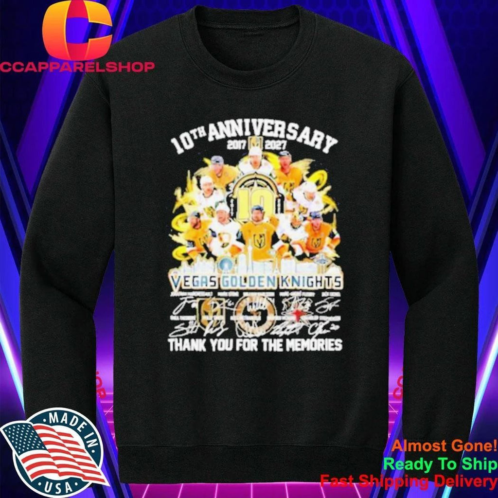 Vegas Golden Knights 10th Anniversary Team Signature Tribute Shirt